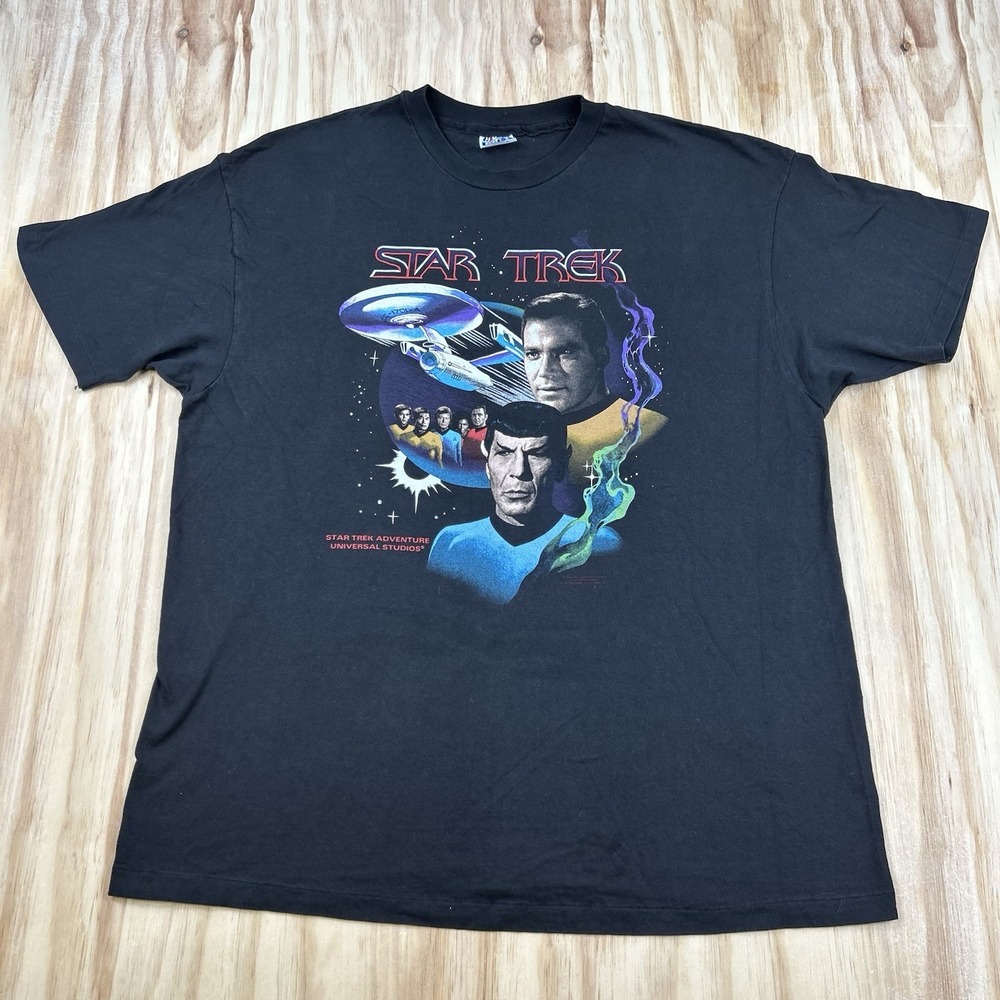Vintage Star Trek Adventure Universal Studios T-Shirt 2XL Black Single Stitch